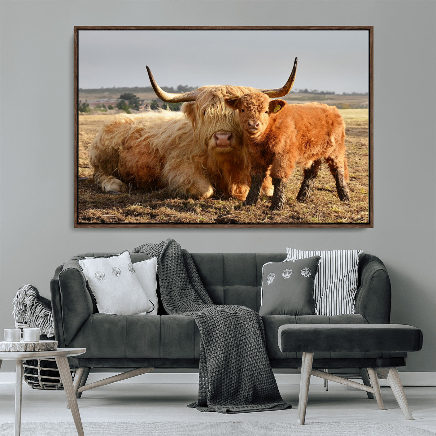 MGV-FC-36X24 - Highland Cow Canvas Wall Art Animal Print for Farm House Decor