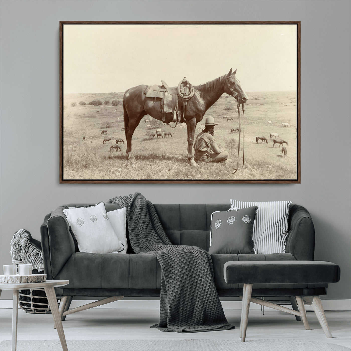 MGV-FC-36X24 - Cowboy Wall Art - Western Horse Canvas Print - Vintage Western Wall Art Canvas Print, Ready to Hang