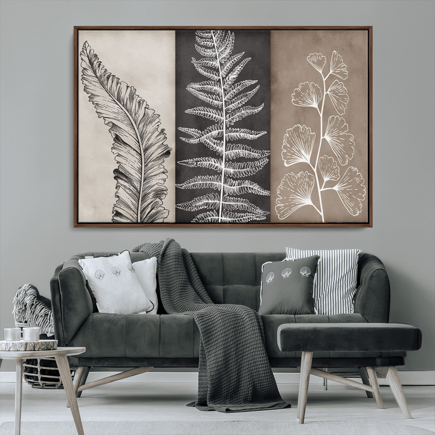 MGV-FC-36X24 - Minimalist Botanical Wall Art Canvas Print, Framed and Ready to Hang - Nature Art Print for Home