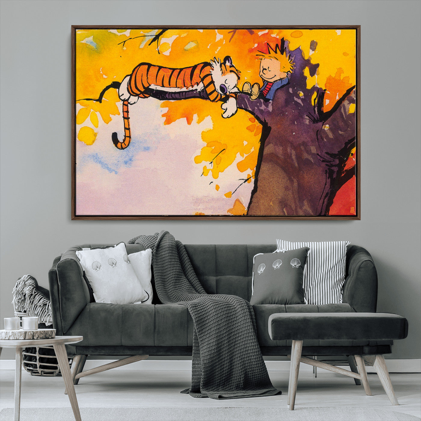MGV-FC-36X24 - Calvin and Hobbes Tree Scene Canvas Print | 3 Panel Large Wall Art for Living Room or Kid’s Room,
