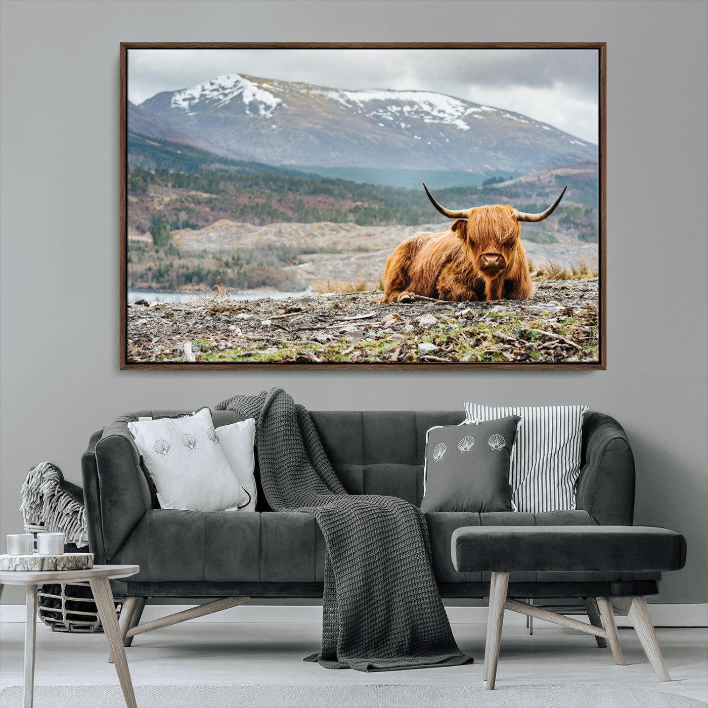 -Highland Cow Horn Farm Wall Art Canvas Print