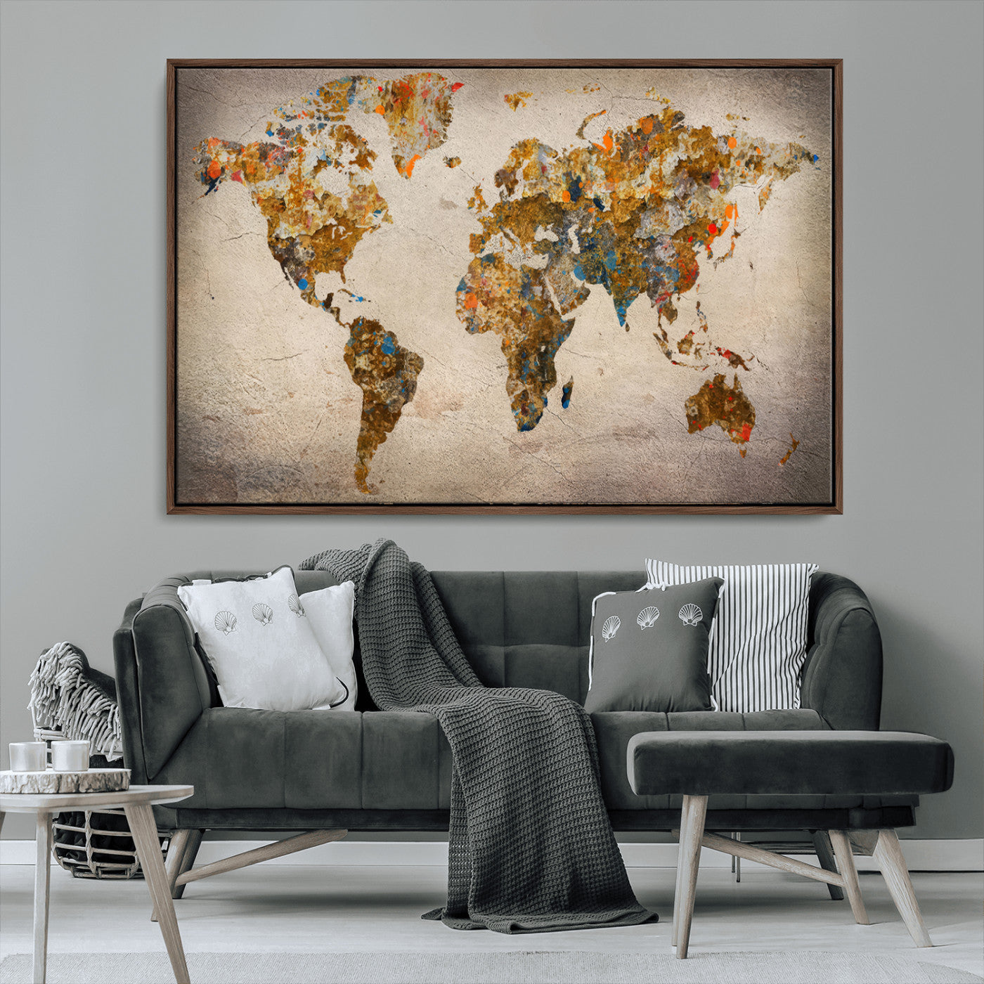 MGV-FC-36X24 - Push Pin World Map Canvas Print – Framed Wall Art for Couples to Track Their Travels – Anniversary