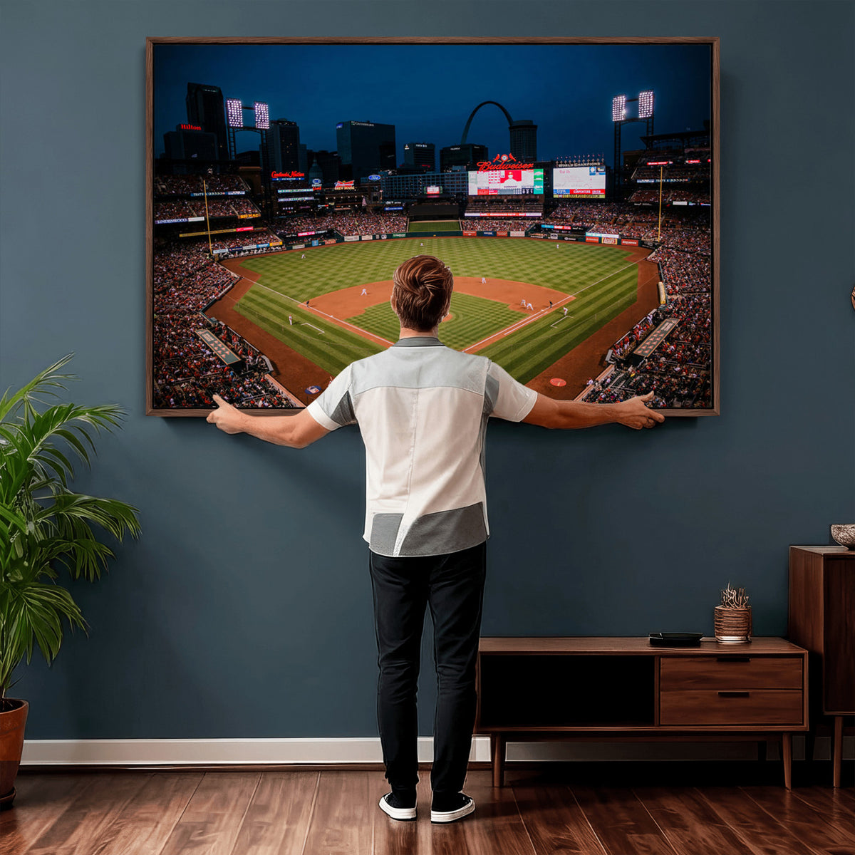 38612-MGV-CV-36X24 - St. Louis Cardinals Baseball Team Print - Busch Stadium Wall Art