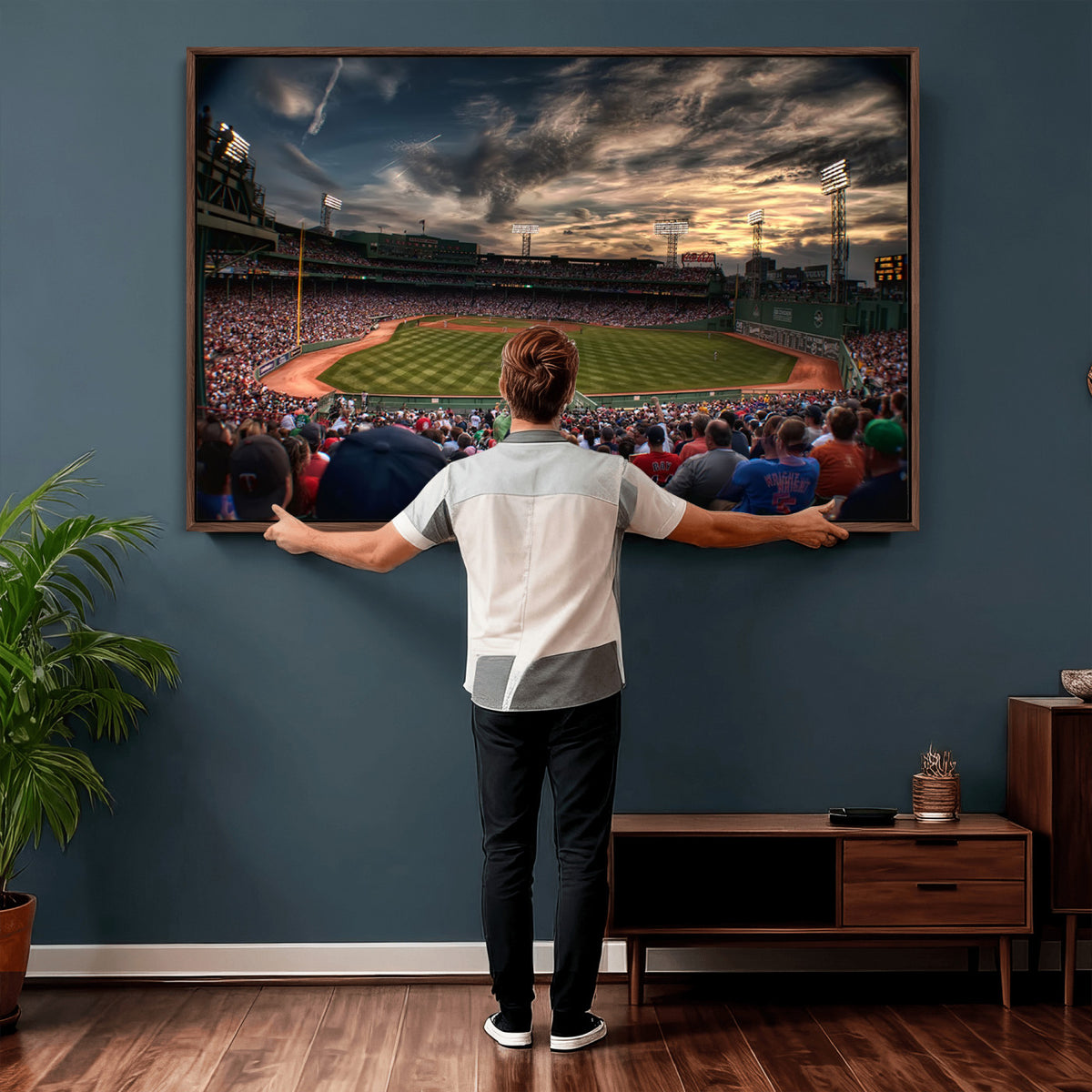 53432-MGV-CV-36X24 - Boston Red Sox Baseball Team Print, Massachusetts Fenway Park Stadium Wall Art Canvas Print