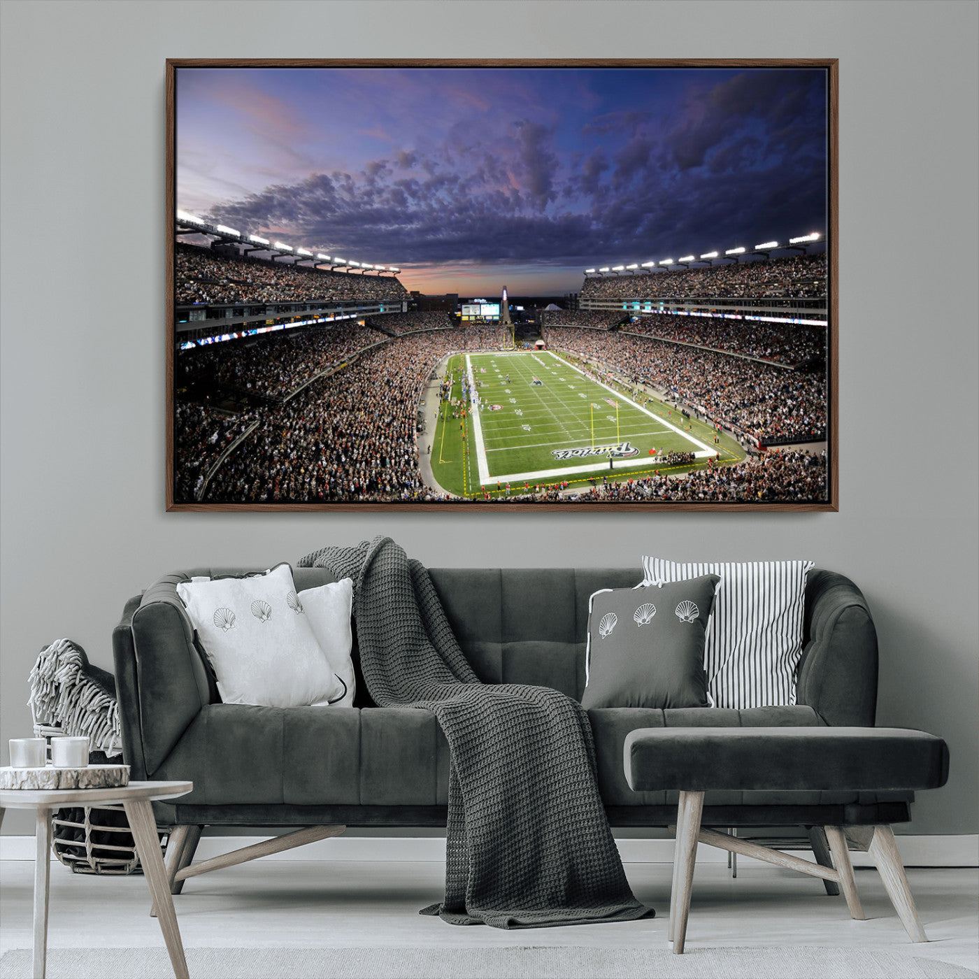 MGV-FC-36X24 - New England Patriots Football Team Print - Foxborough Gillette Stadium Wall Art Canvas Print