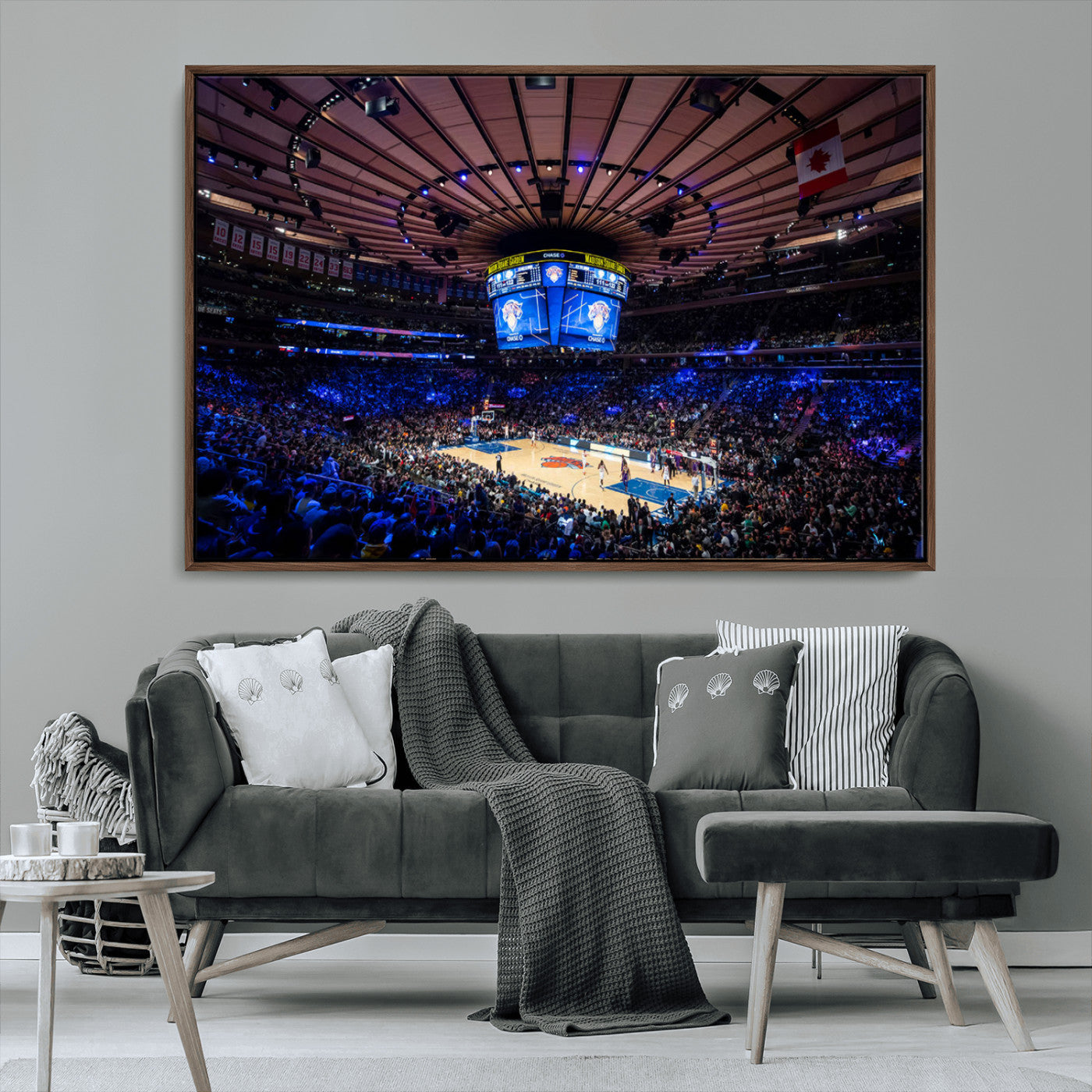 MGV-FC-36X24 - Madison Square Garden Basketball Arena Print - Madison Square Garden Basketball Game Triple Canvas Wall Art - NBA Match Atmosphere