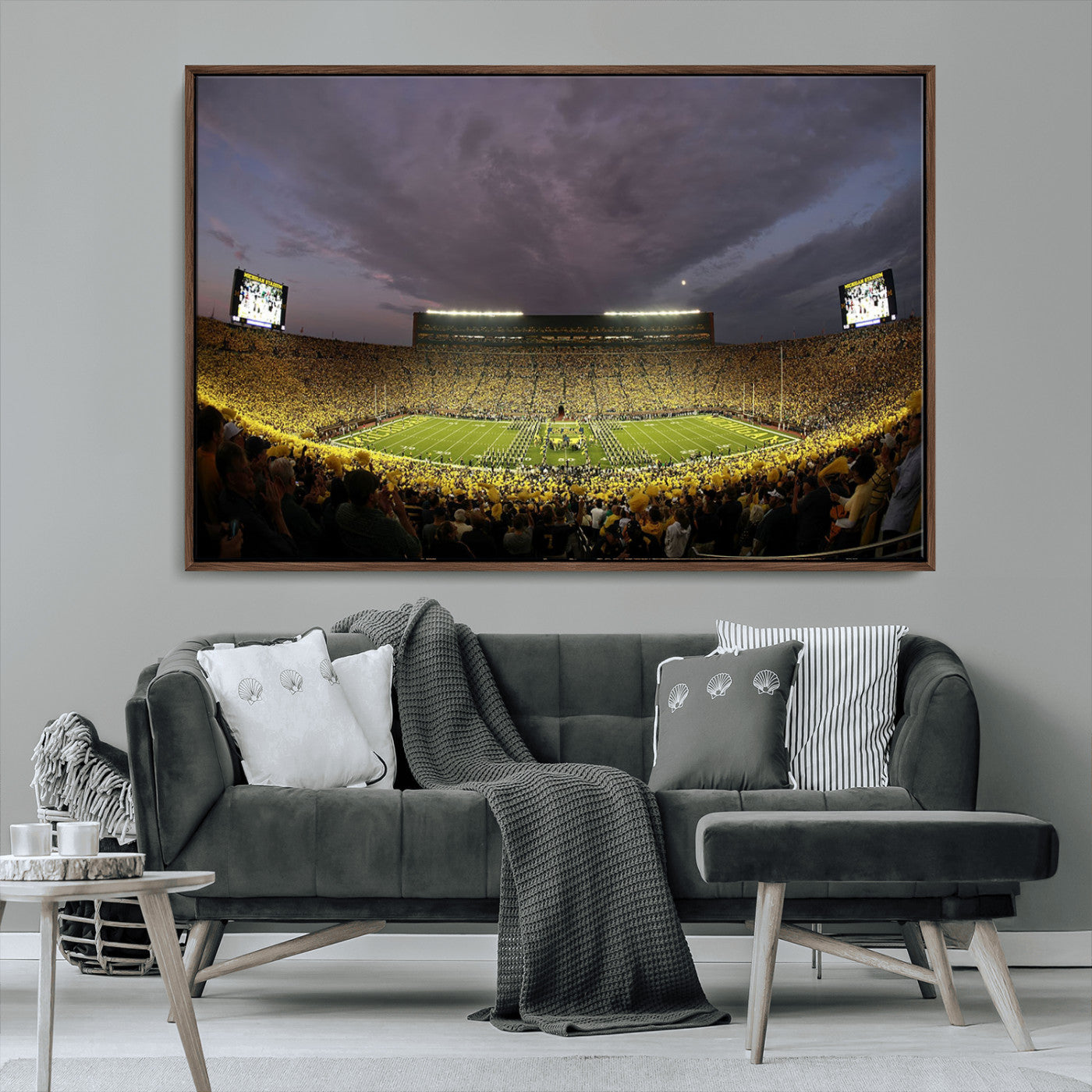 MGV-FC-36X24 - Michigan Wolverines Football Team Print - Michigan Stadium Wall Art Canvas Print