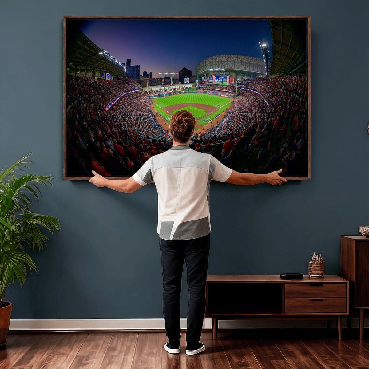 44322-MGV-CV-36X24 - Houston Astros Baseball Print Canvas, Houston Minute Maid Park Stadium Wall Art