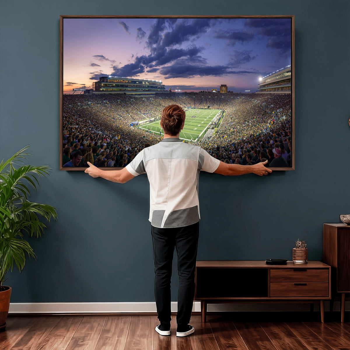50825-MGV-CV-36X24 - Notre Dame Fighting Irish Football Team Print, Notre Dame Stadium Wall Art Canvas Print