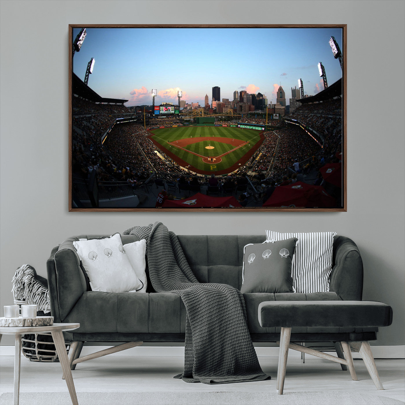 MGV-FC-36X24 - PNC Park Evening Game Triple Canvas Wall Art - Pittsburgh Pirates MLB Match - PNC Park Stadium Wall Art Canvas Print