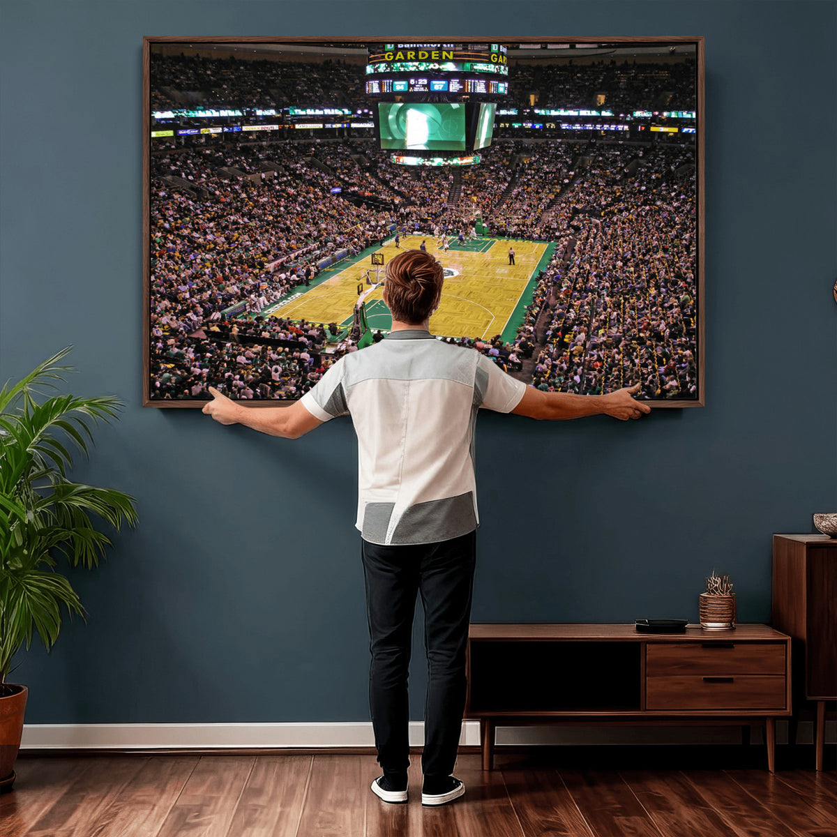 21705-MGV-CV-36X24 - TD Garden Basketball Canvas Wall Art | Boston Celtics Live Action
