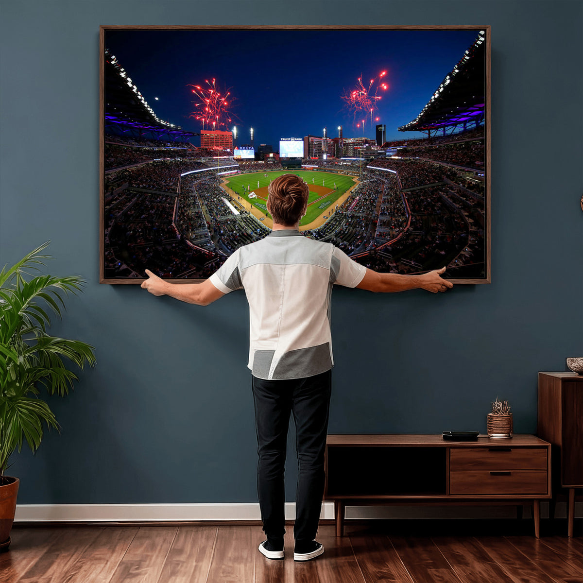50582-MGV-CV-36X24 - Truist Park Atlanta Braves Baseball Stadium Wall Art Print | Large 3-Panel Canvas Print for Sports