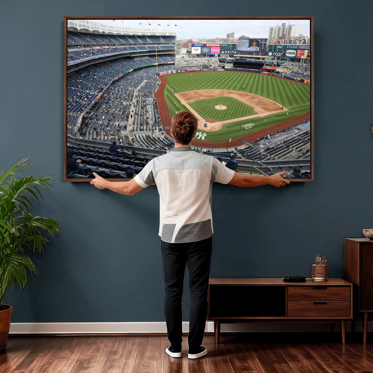 45784-MGV-CV-36X24 - New York Yankees Baseball Team Print, Yankee Stadium Wall Art Canvas Print