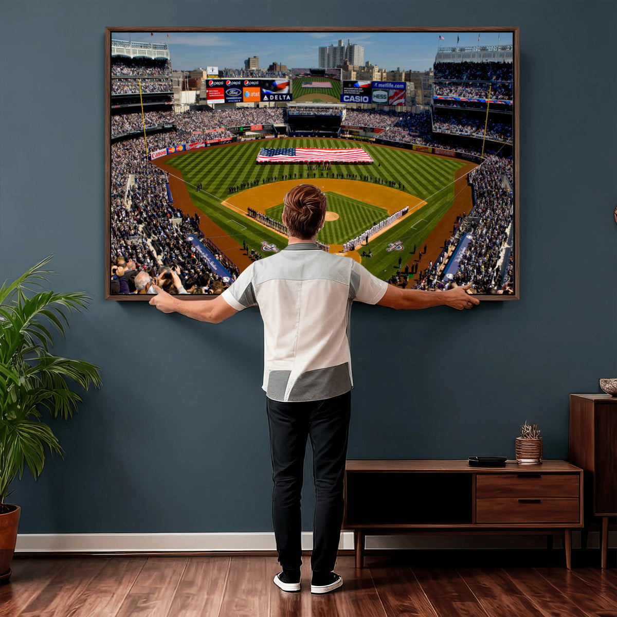 20879-MGV-CV-36X24 - Yankee Stadium New York Wall Art Print | 3-Panel Canvas Print of Yankees Baseball Stadium