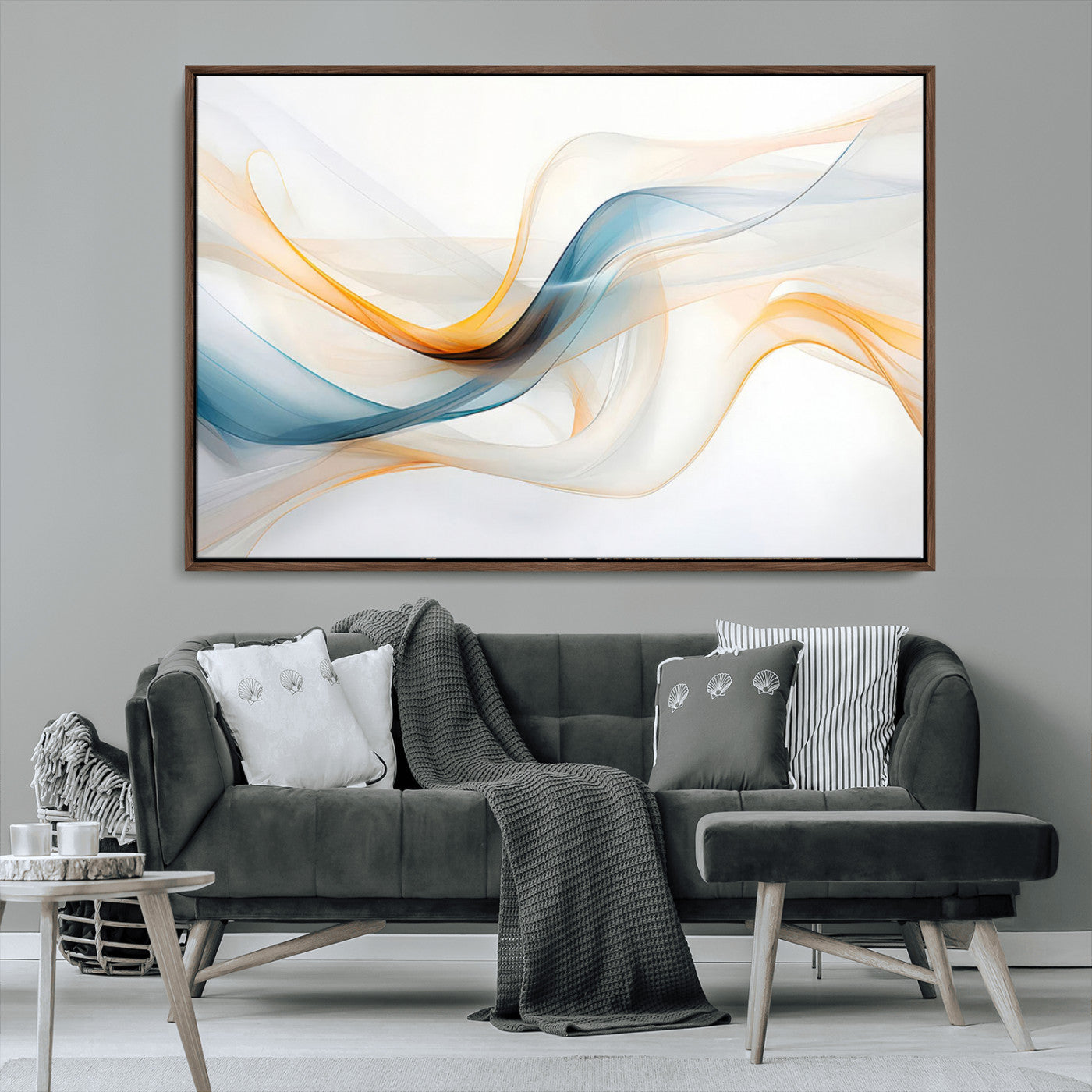 MGV-FC-36X24 - Decorative Turquoise Abstract Wave Wall Art Canvas Print