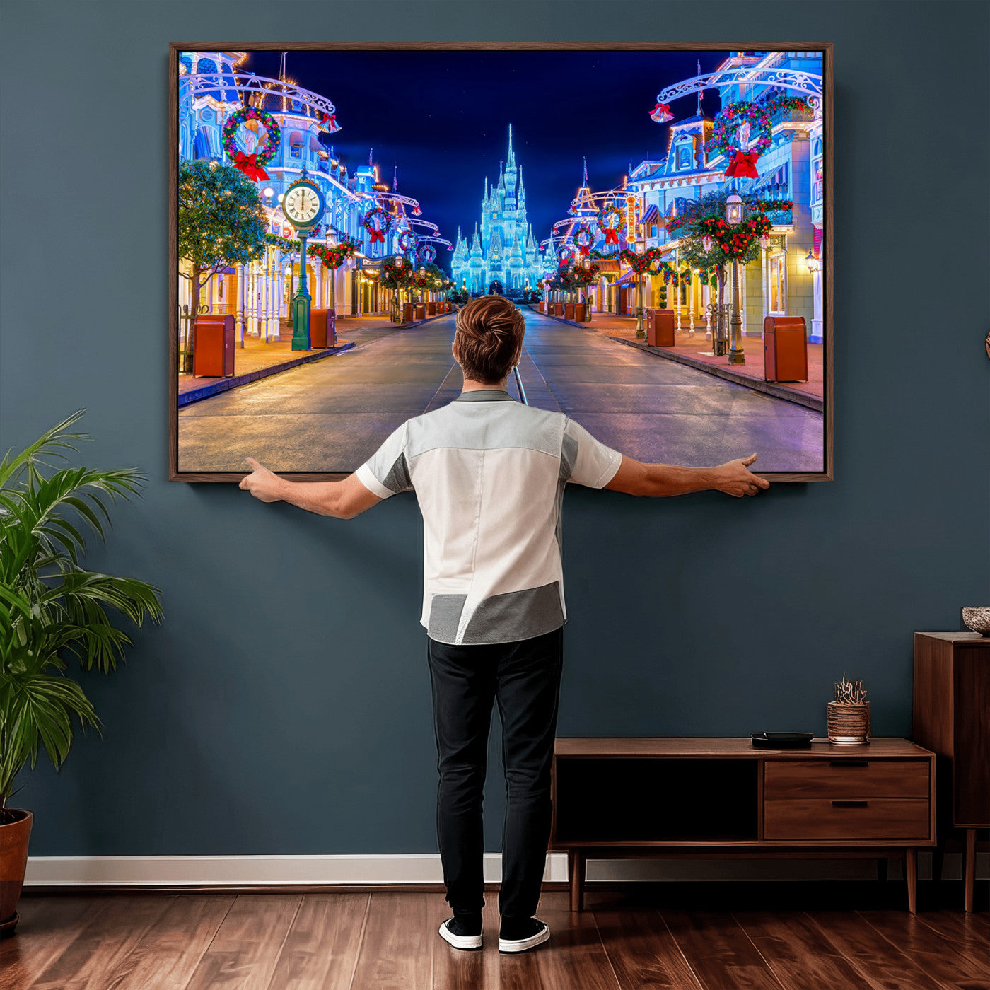 12470-MGV-CV-36X24 - Disney Castle Wall Art – Large Magic Kingdom Canvas Artwork, Fairytale Design, Kids Room Christmas Decor for Home, Office