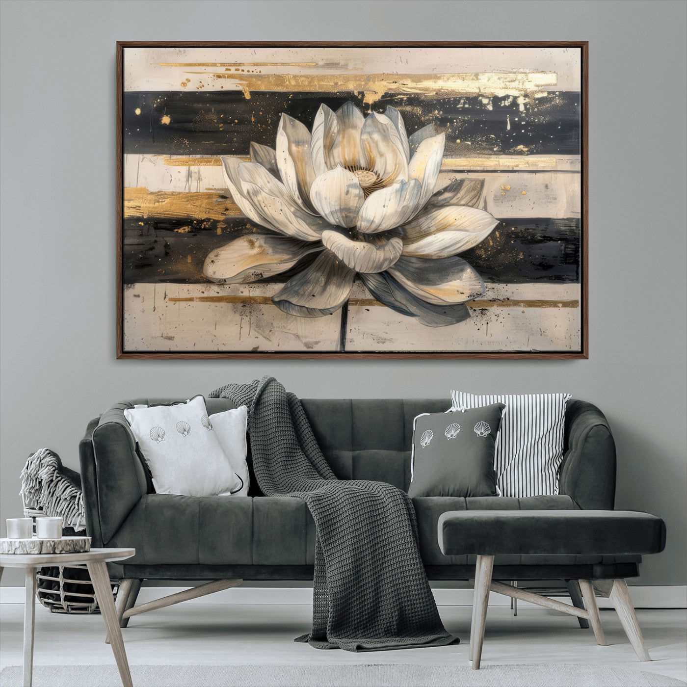 MGV-FC-36X24 - Abstract Lotus Flower Wall Art Canvas Print, Meditation Yoga Room Wall Art
