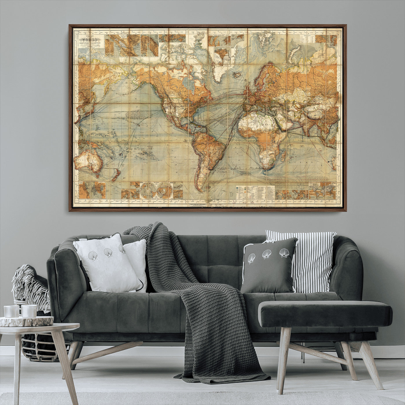 MGV-FC-36X24 - Push Pin World Map Canvas Print – Framed Wall Art for Couples to Track Their Travels – Anniversary