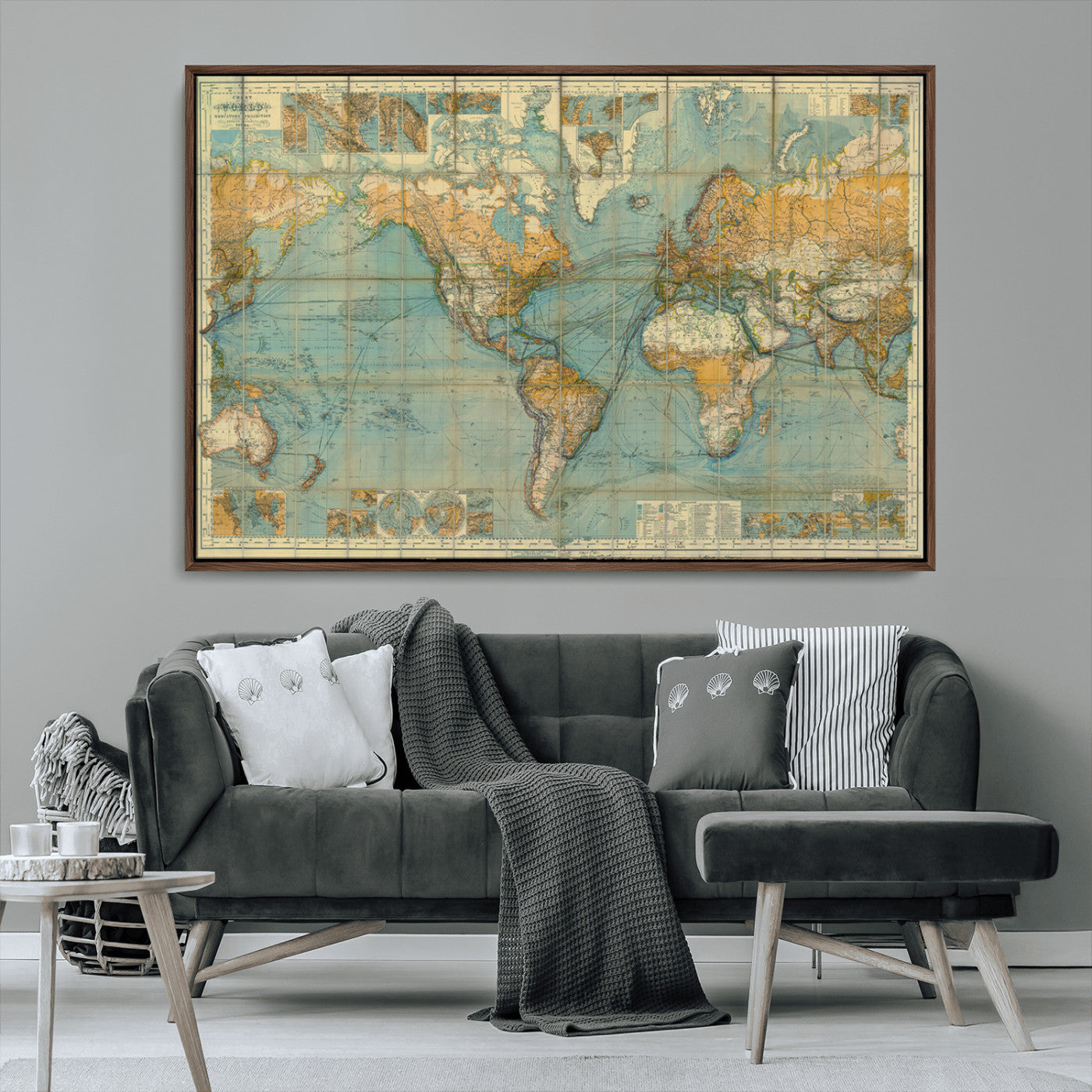 MGV-FC-36X24 - Push Pin World Map Canvas Print – Framed Wall Art for Couples to Track Their Travels – Anniversary