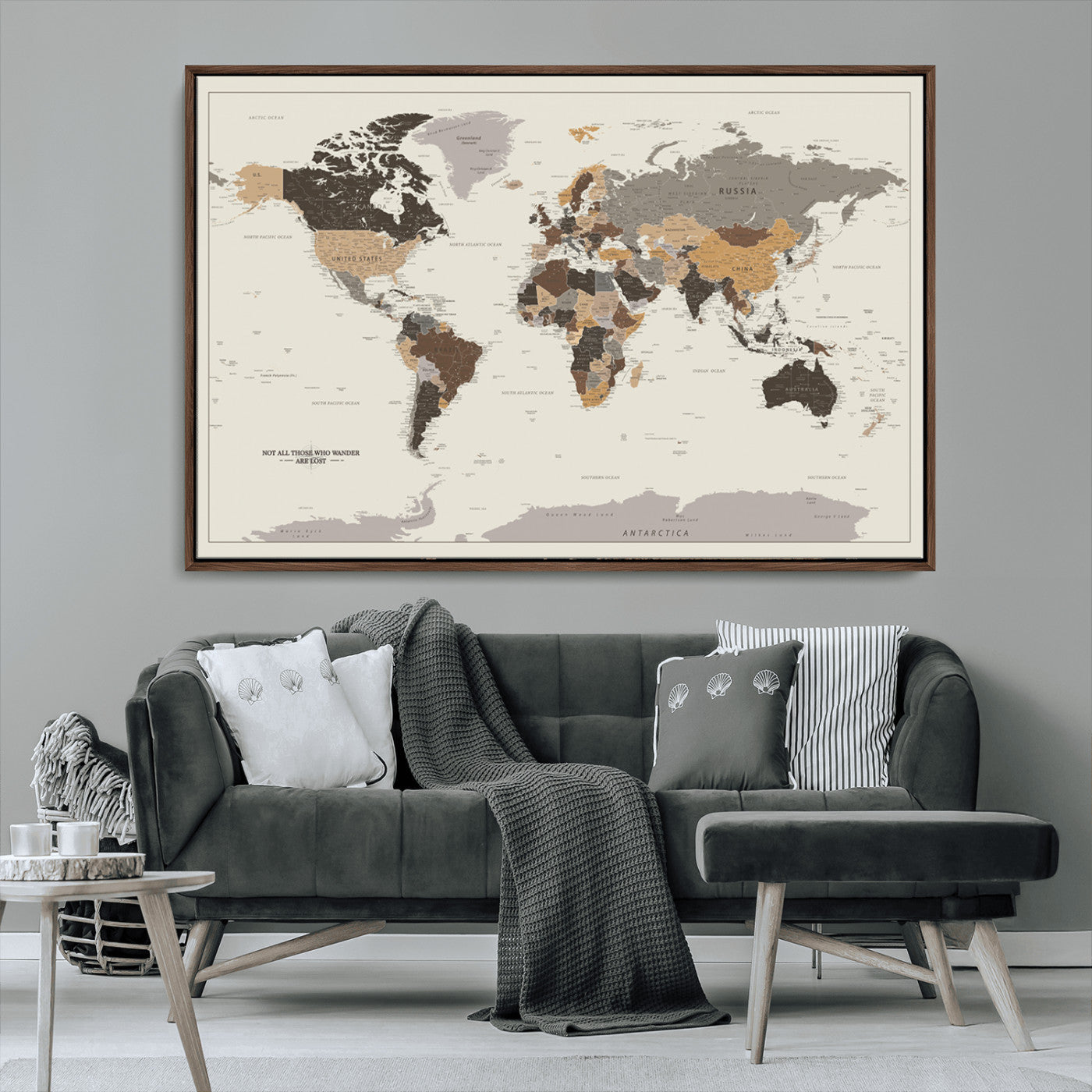 MGV-FC-36X24 - Push Pin World Map Canvas Print – Framed Wall Art for Couples to Track Their Travels – Anniversary
