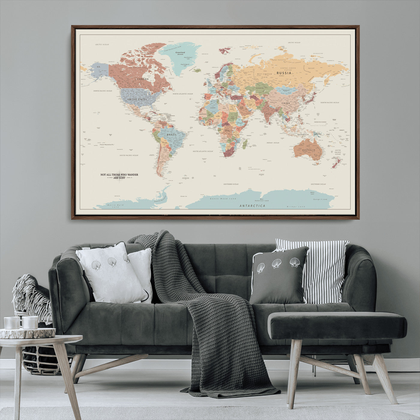 MGV-FC-36X24 - Push Pin World Map Canvas Print – Framed Wall Art for Couples to Track Their Travels – Anniversary