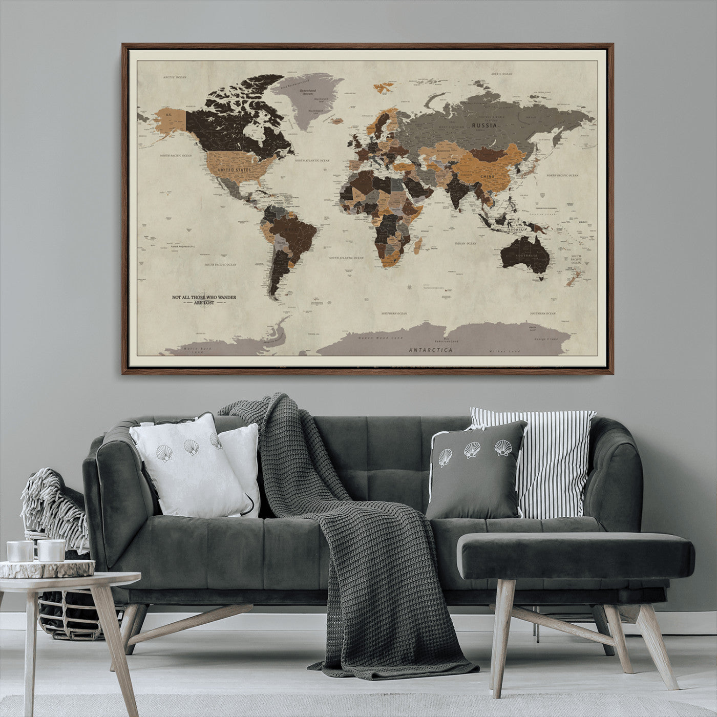 MGV-FC-36X24 - Push Pin World Map Canvas Print – Framed Wall Art for Couples to Track Their Travels – Anniversary