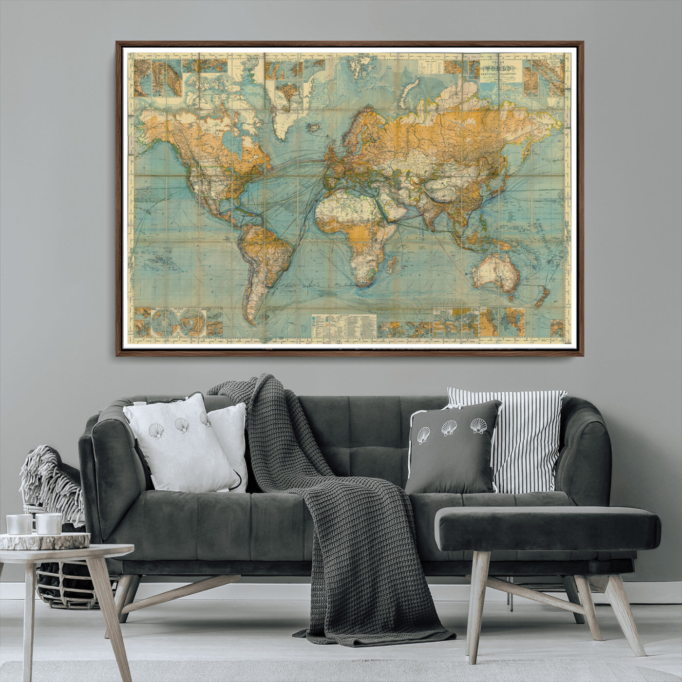 MGV-FC-36X24 - Push Pin World Map Canvas Print – Framed Wall Art for Couples to Track Their Travels – Anniversary