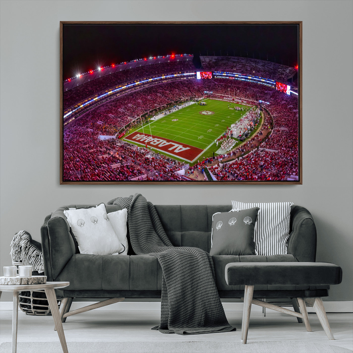 MGV-FC-36X24 - Bryant-Denny Stadium Night Game Triple Canvas Wall Art - Alabama Crimson Tide Football Match