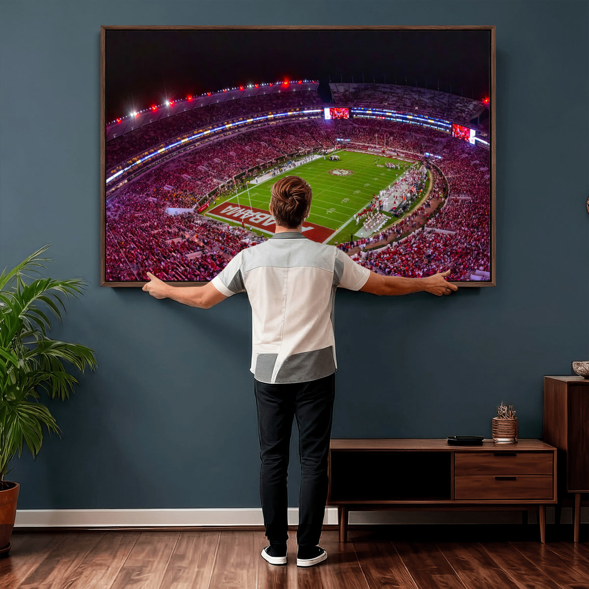 11343-MGV-CV-36X24 - Bryant-Denny Stadium Night Game Triple Canvas Wall Art | Alabama Crimson Tide Football