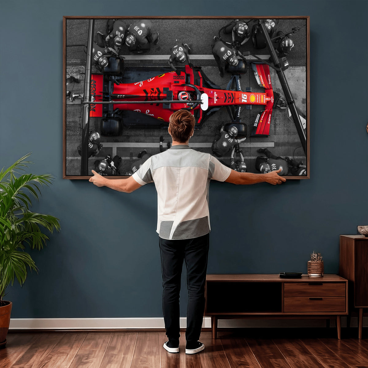 99356-MGV-CV-36X24 - Ferrari Pit Stop Canvas Wall Art | Precision and Speed