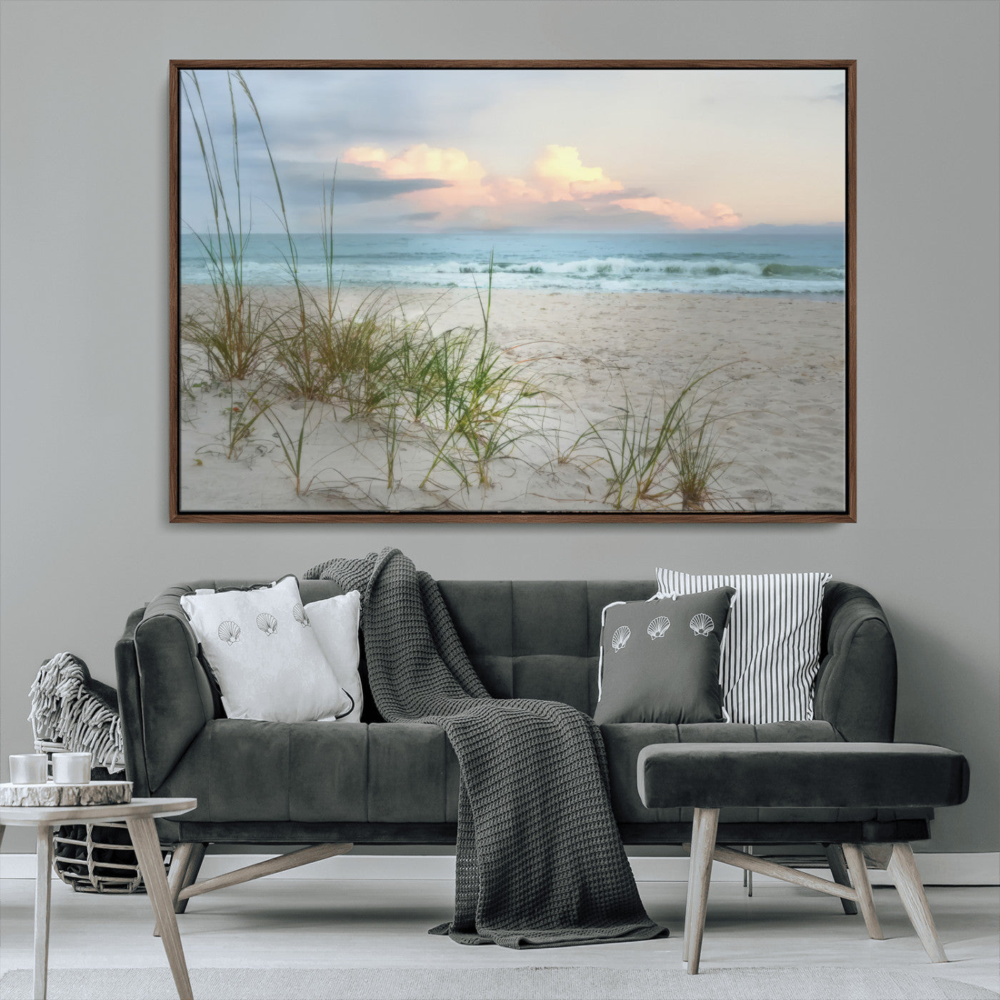 MGV-FC-36X24 - Flight Over Coastal Beach Landscape, Flight Over Coastal Beach Print Canvas Wall Art