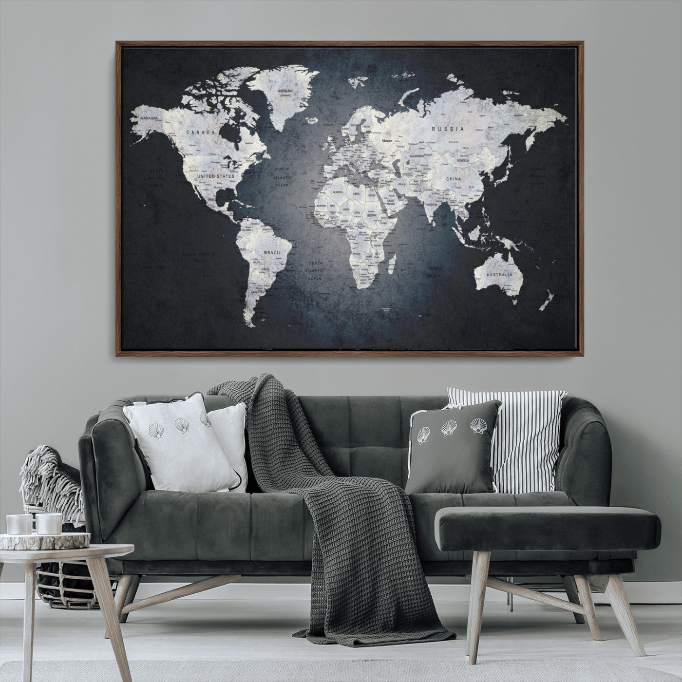 MGV-FC-36X24 - World Map Wall Art Canvas Print for Home and Office Decor