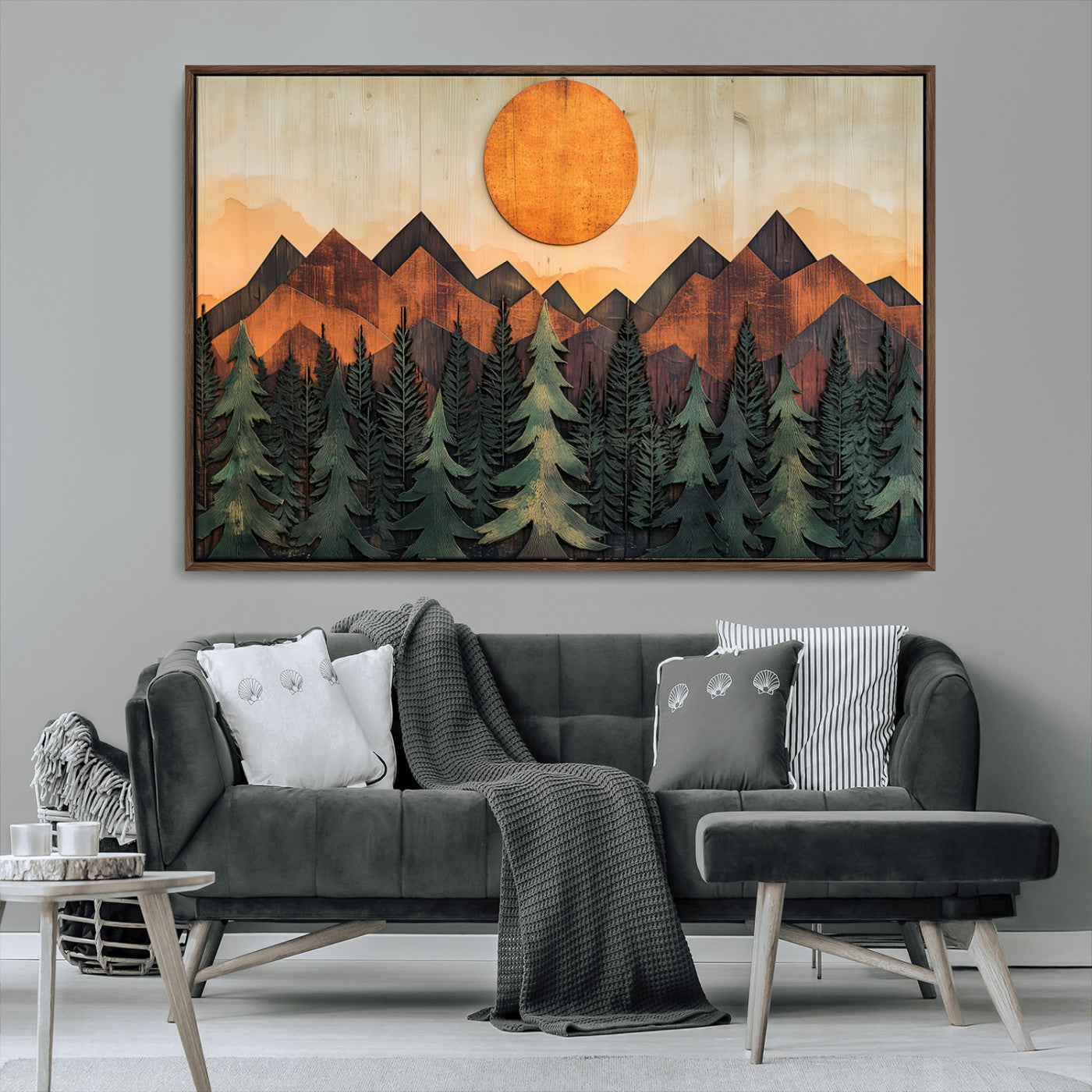 MGV-FC-36X24 - Sunset Mountain Landscape Canvas Wall Art Print - Nature Decor for Living Room, Office