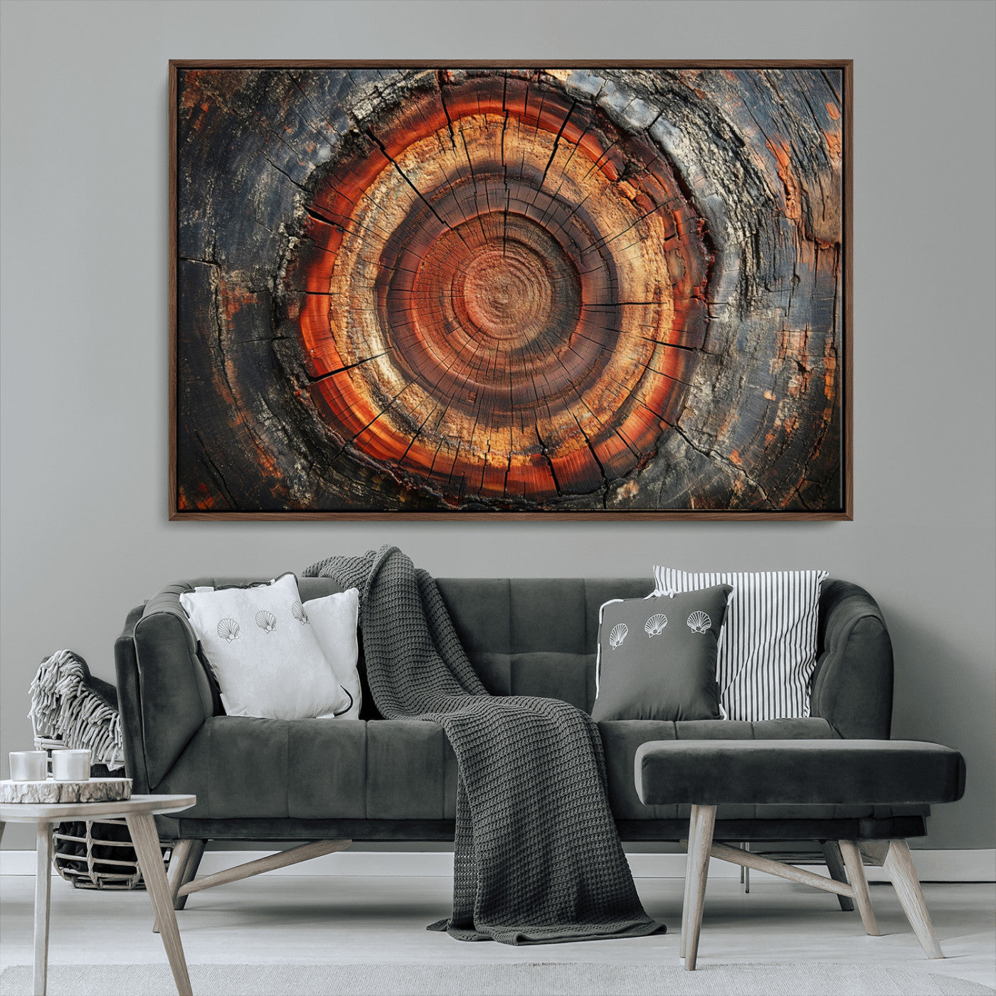 MGV-FC-36X24 - Wood Grain Canvas Wall Art - Framed Abstract Tree Ring Framed Wall Art, Wood Grain Canvas Wall