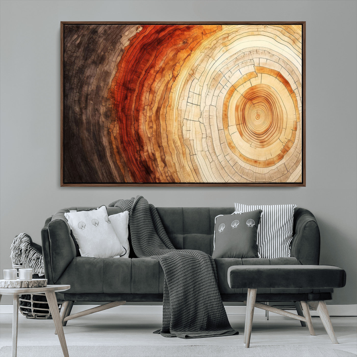 MGV-FC-36X24 - Tree Ring Print on Canvas Wall Art, Tree Stump Print, Wood Wall Art Living Room, Abstract Natural