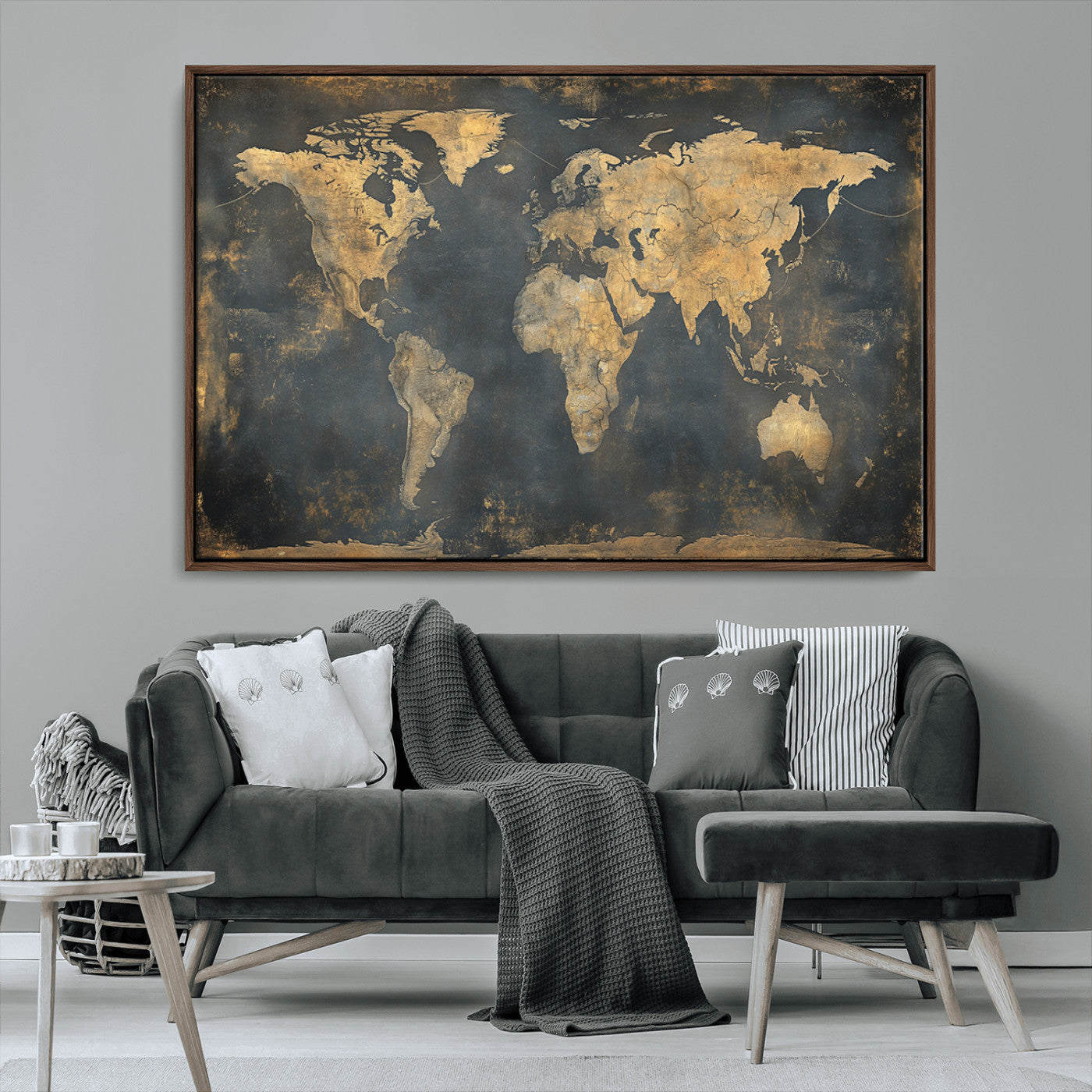 MGV-FC-36X24 - Push Pin World Map Canvas Print – Framed Wall Art for Couples to Track Their Travels – Anniversary