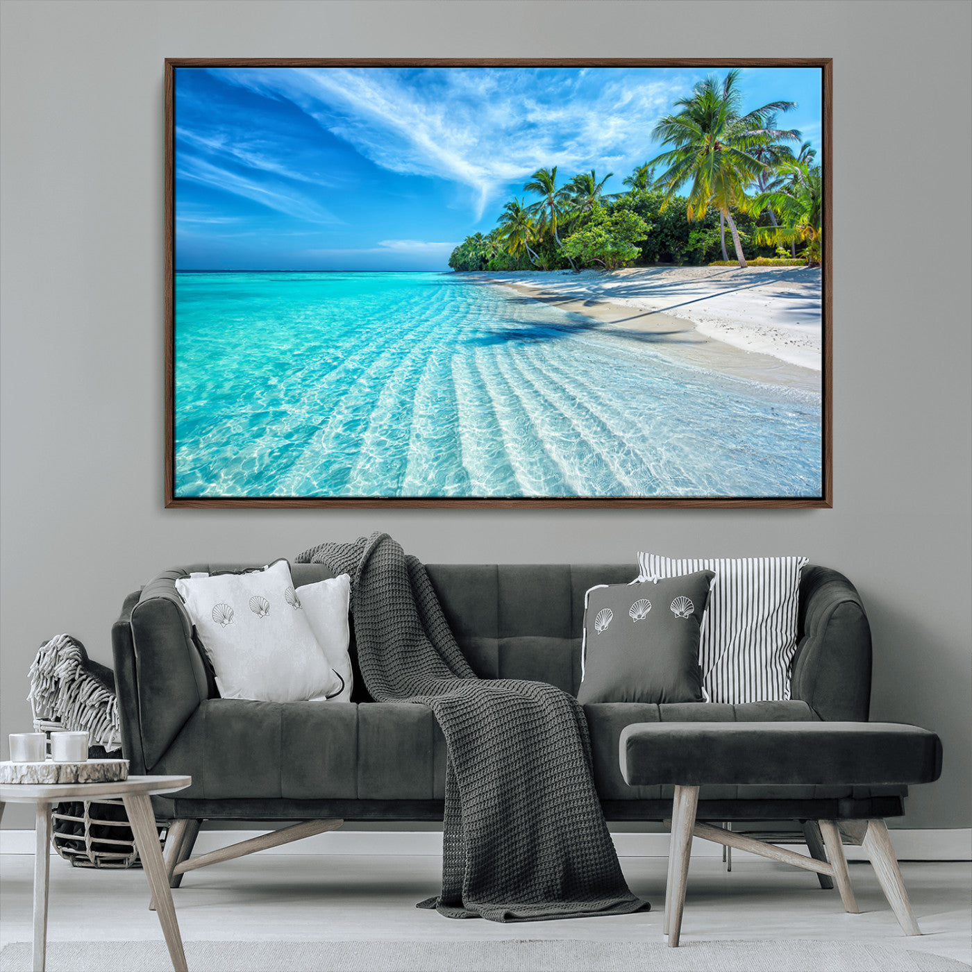 MGV-FC-36X24 - Tropical Beach Wall Art Canvas Print - Serene Ocean Landscape with Crystal Clear Turquoise Water and