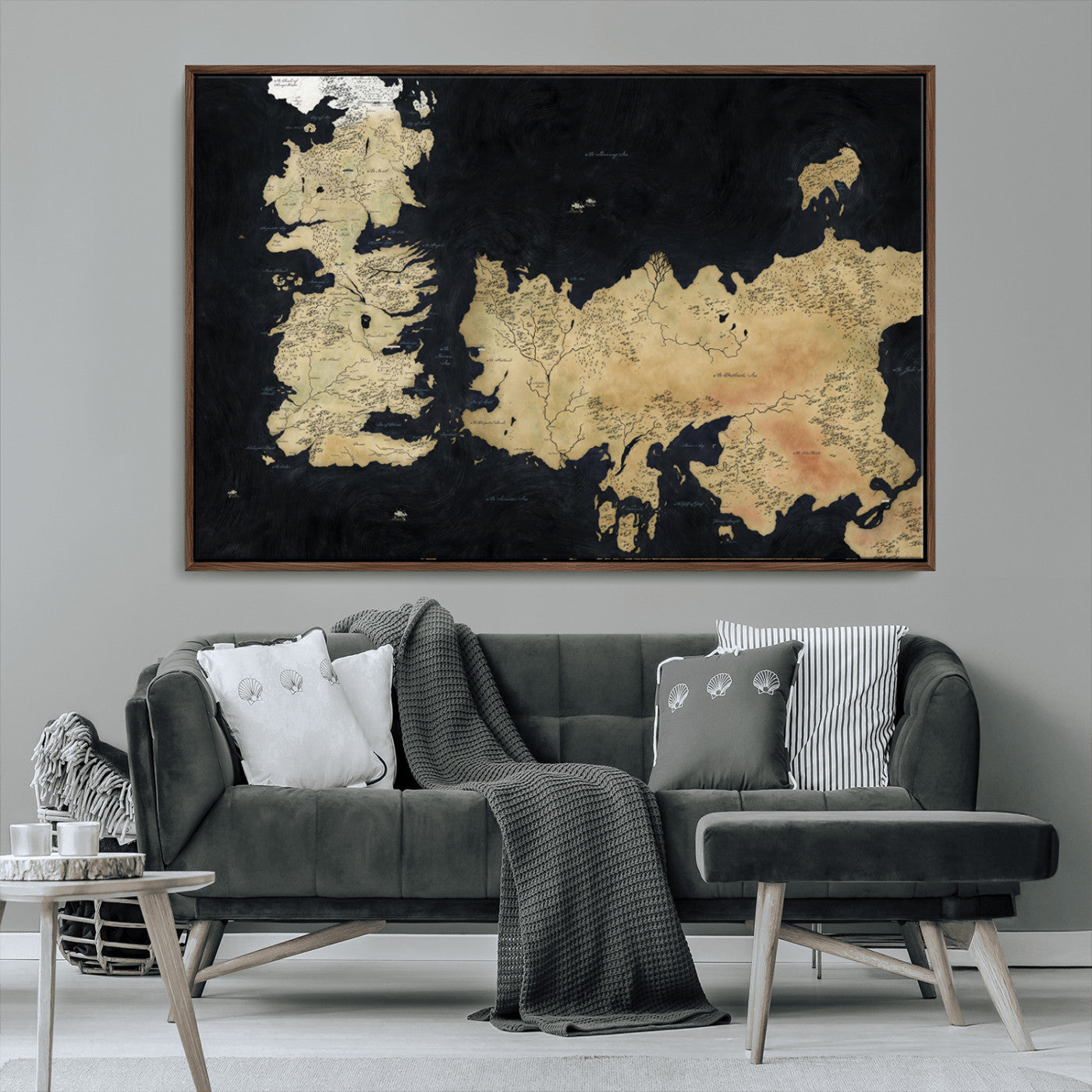 MGV-FC-36X24 - Push Pin World Map Canvas Print – Framed Wall Art for Couples to Track Their Travels – Anniversary