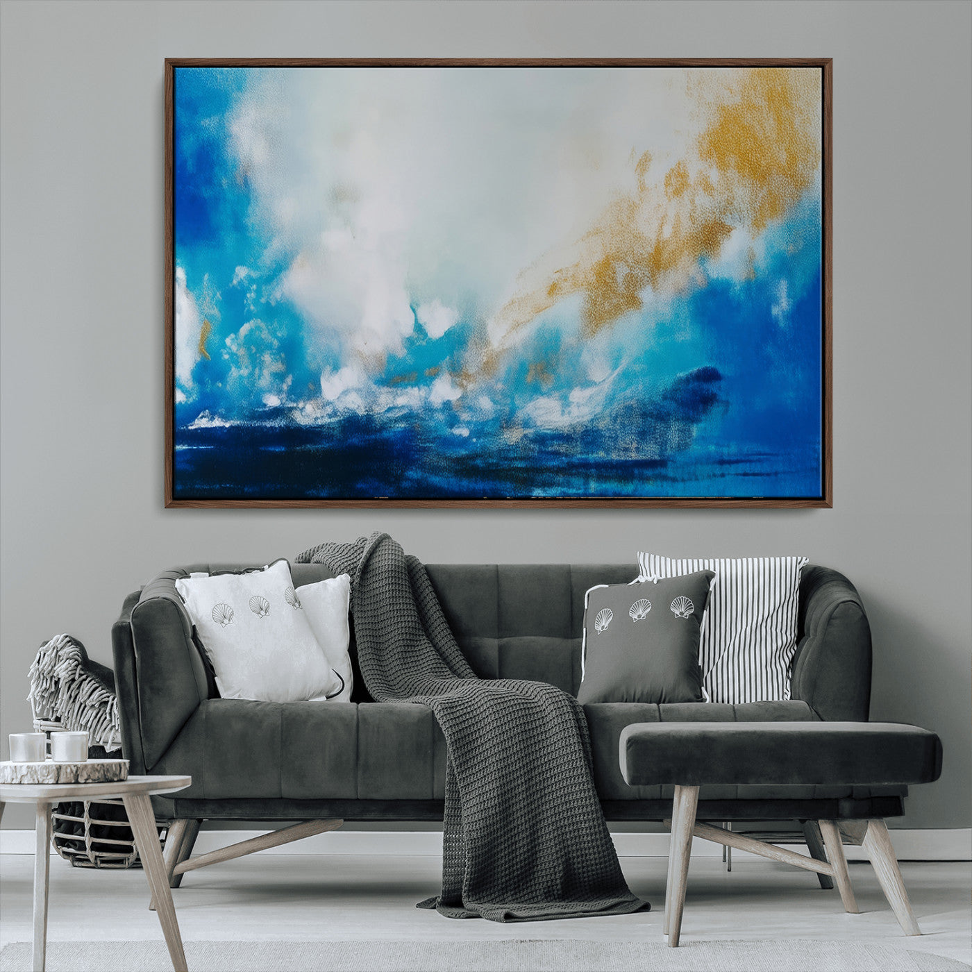 MGV-FC-36X24 - Blue Abstract Print - Dynamic Ocean-Inspired Canvas Wall Art