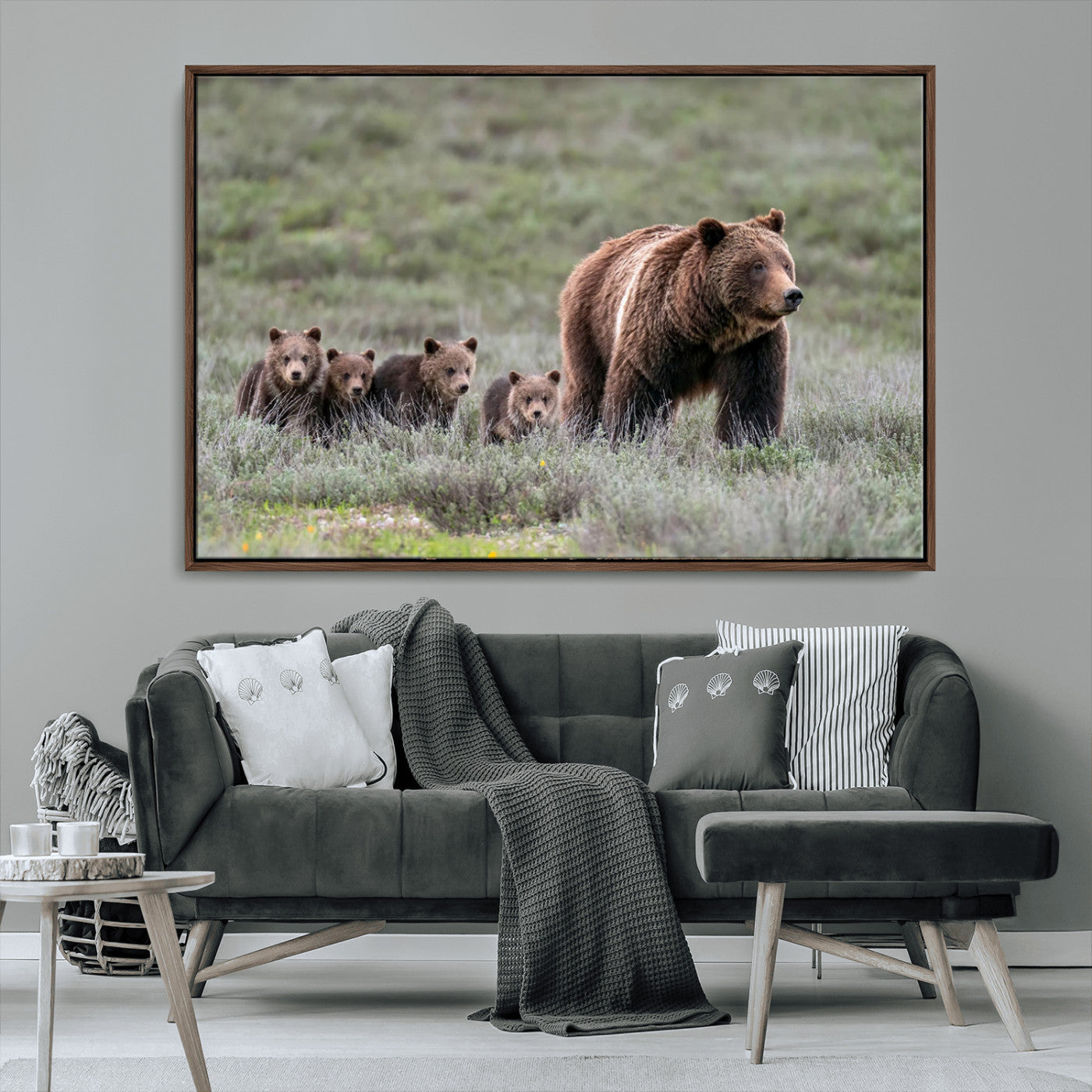 MGV-FC-36X24 - Wildlife Photography of 399 Grizzly Bear Cubs | Queen of the Tetons Canvas Wall Art Print