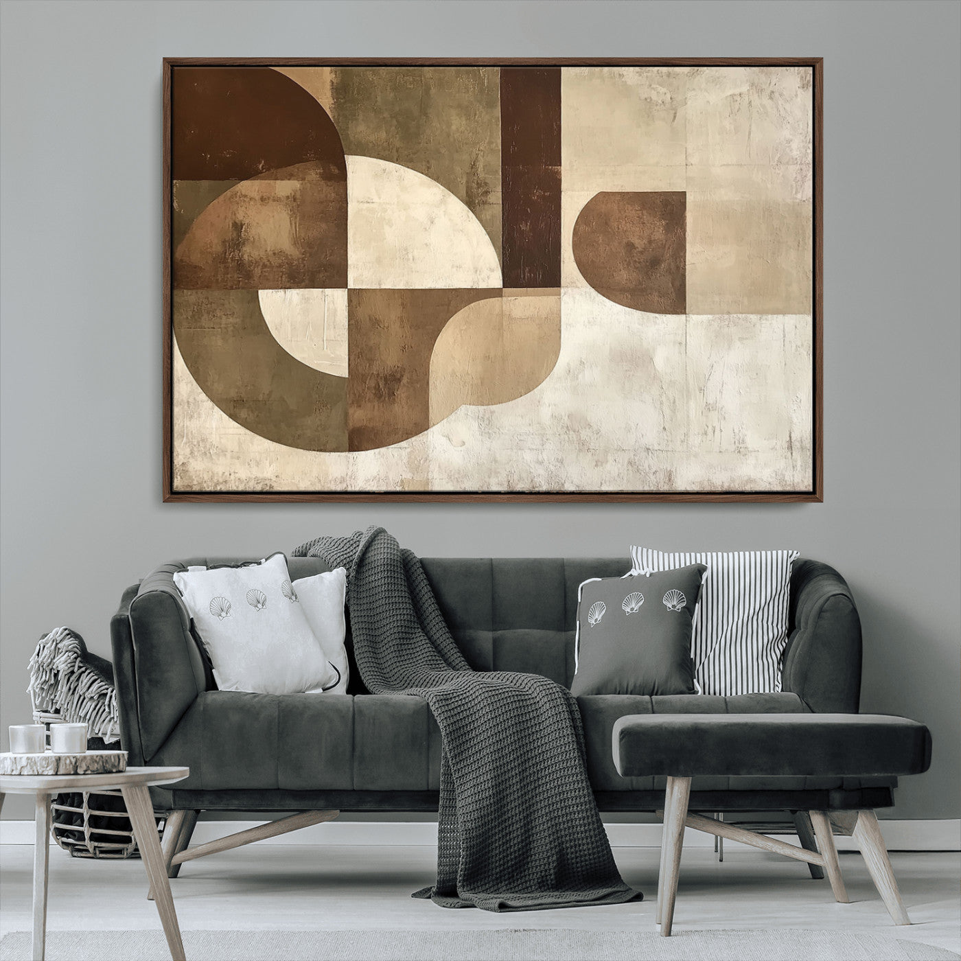 MGV-FC-36X24 - Wabi Sabi Geometric Wall Art | Abstract Modern Minimalist Canvas Print with Neutral Mid Century Art