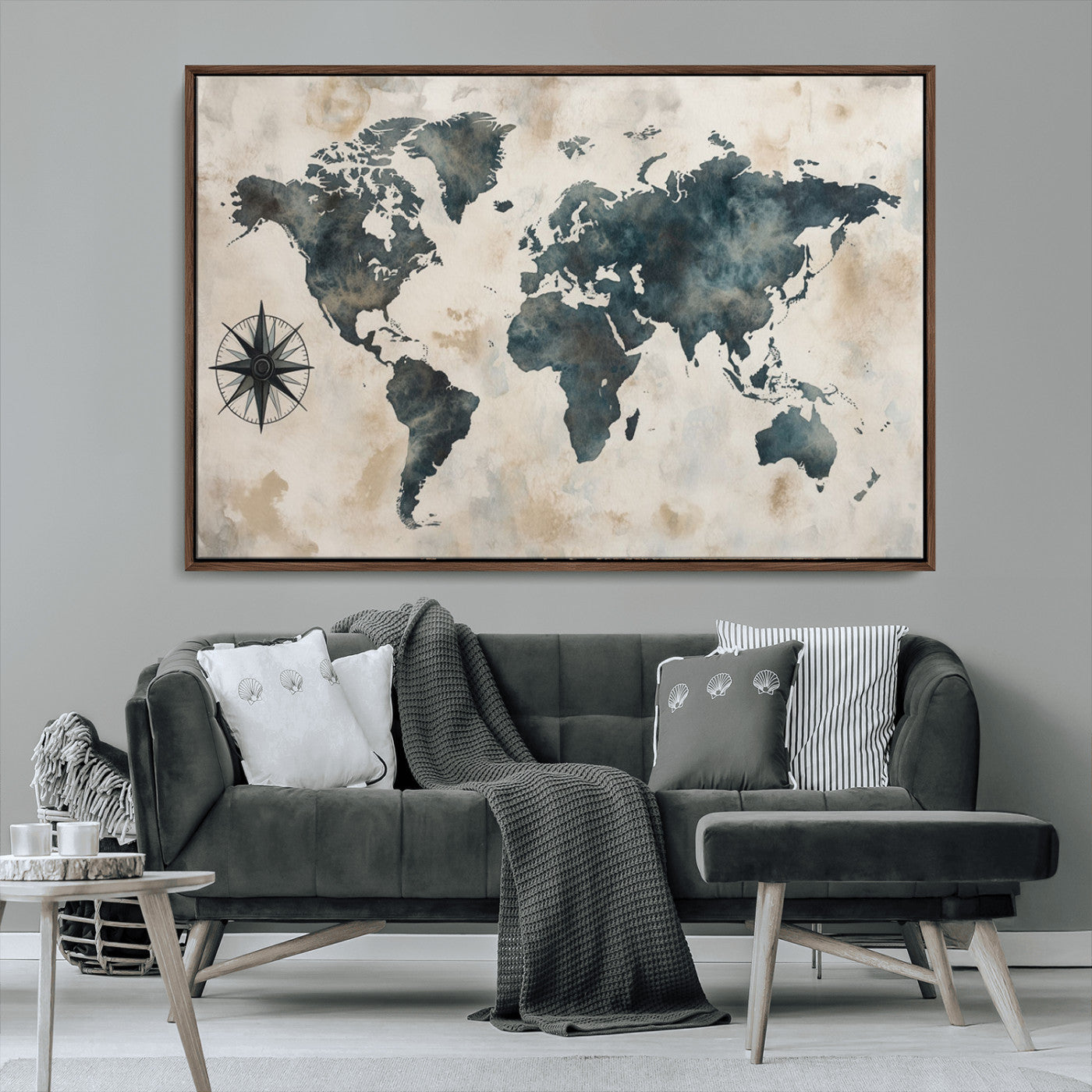 MGV-FC-36X24 - Push Pin World Map Canvas Print – Framed Wall Art for Couples to Track Their Travels – Anniversary