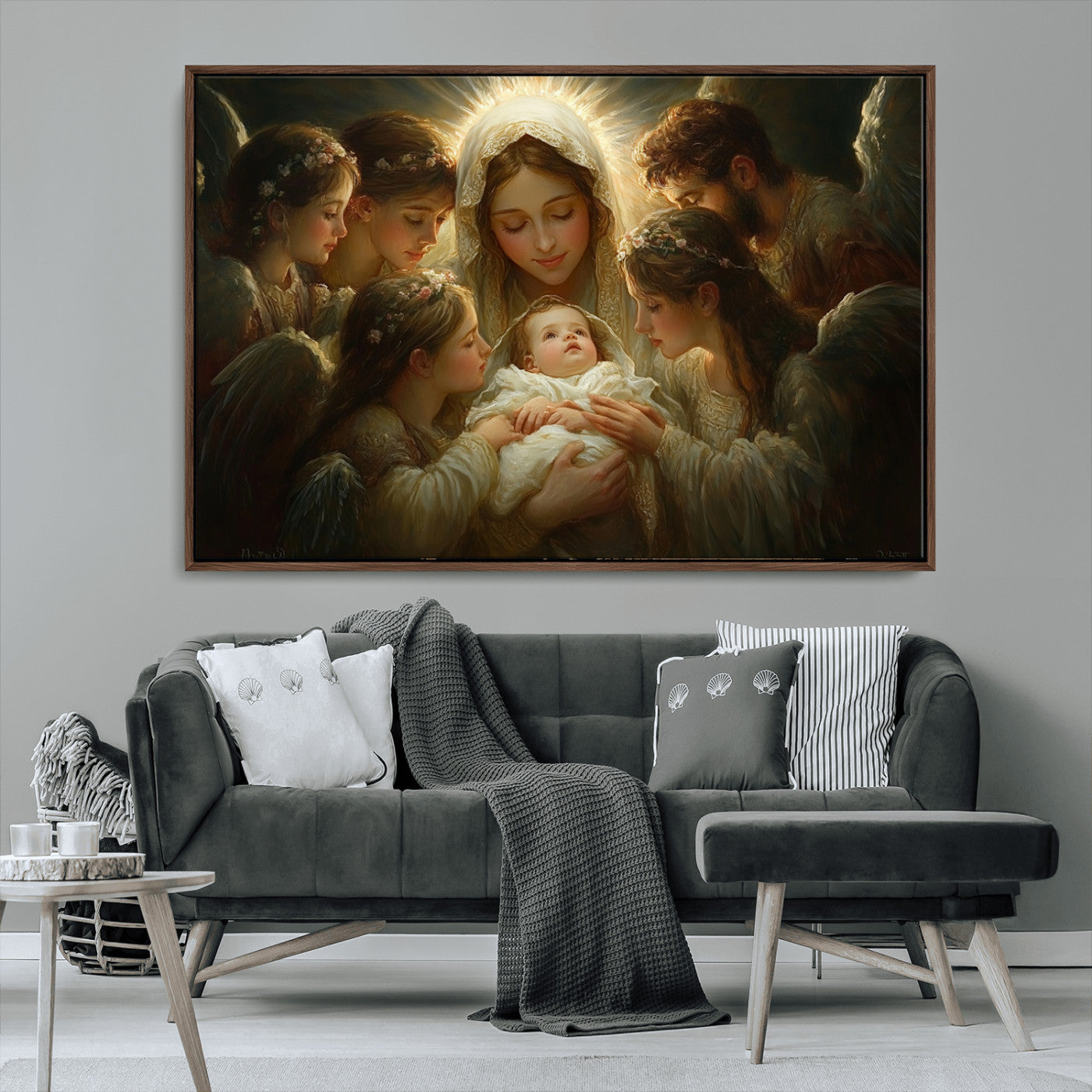 MGV-FC-36X24 - Mary Jesus Canvas Wall Art Print - Madonna and Child with Apostles Art Print - Classic Christian