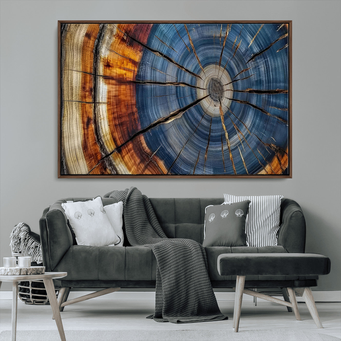 MGV-FC-36X24 - Abstract Tree Rings Canvas Wall Art - Wood Grain Canvas Print - Nature-Inspired Modern Wood Grain