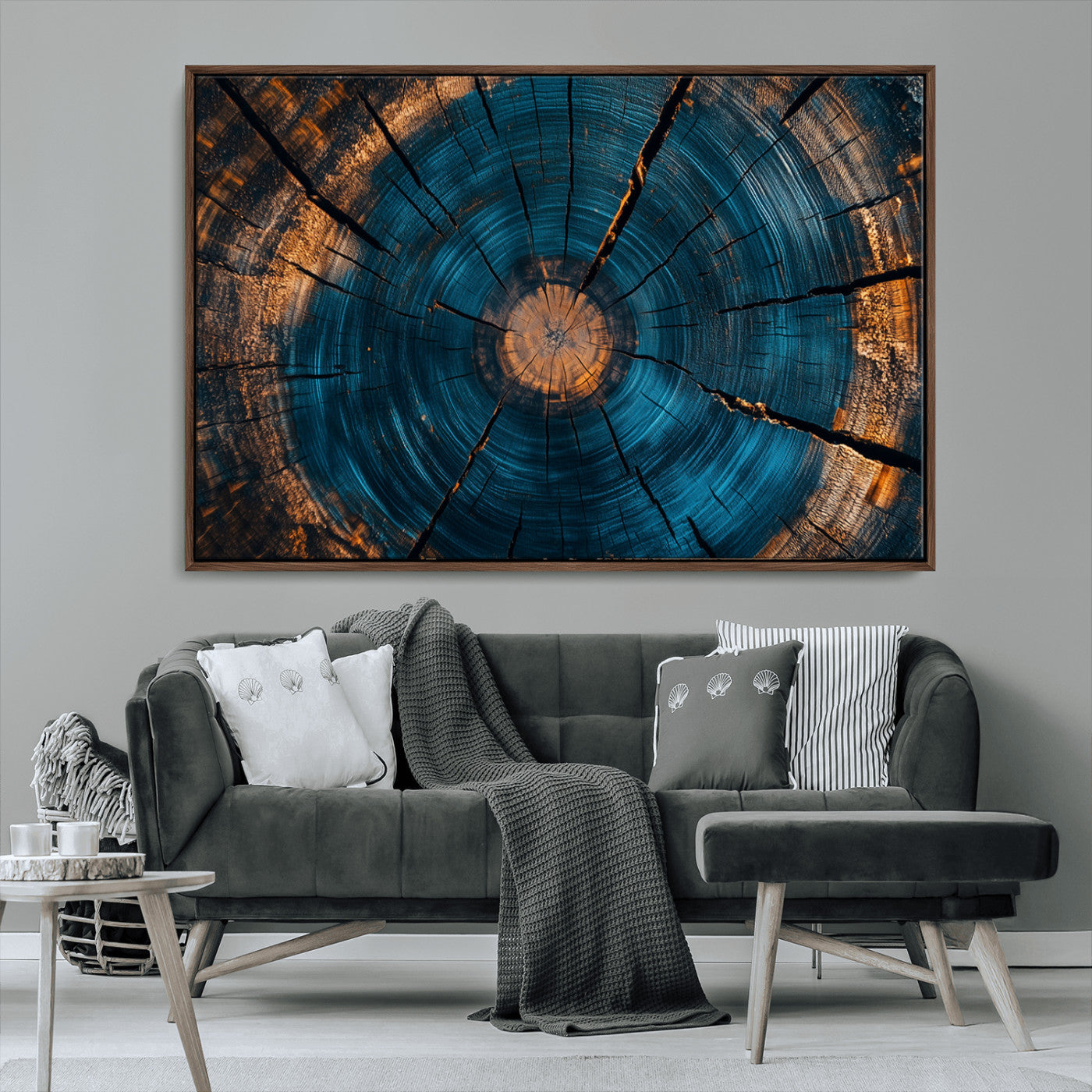 MGV-FC-36X24 - Abstract Tree Rings Wall Art Canvas Print - Wood Grain Rings Artwork Print - Nature Woodland Modern