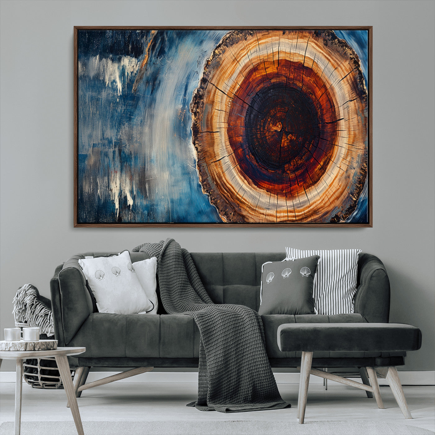 MGV-FC-36X24 - Abstract Tree Rings Wall Art Canvas Print - Wood Grain Rings Canvas Print - Nature Woodland Wall