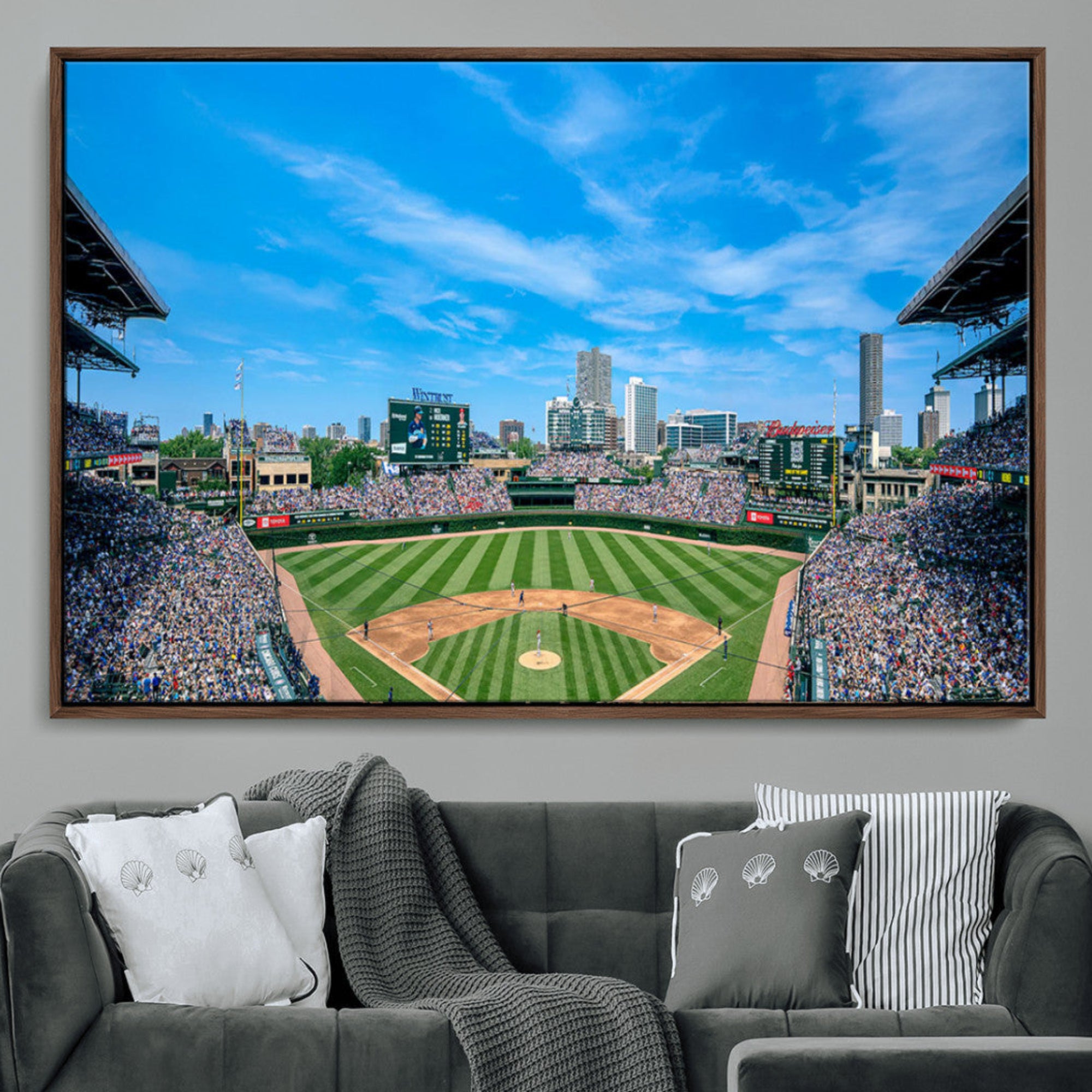 32373-MGV-CV-36X24-Wrigley Field Chicago Cubs Panoramic Art Multi-Piece Canvas – Iconic Baseball Stadium Wall Print for Home, Office