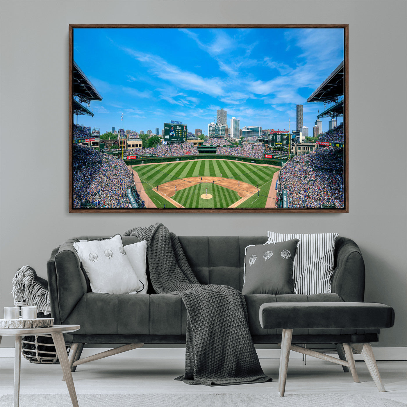 MGV-FC-36X24 - Wrigley Field Chicago Cubs Panoramic Art Multi Piece Canvas - Iconic Baseball Stadium Print for
