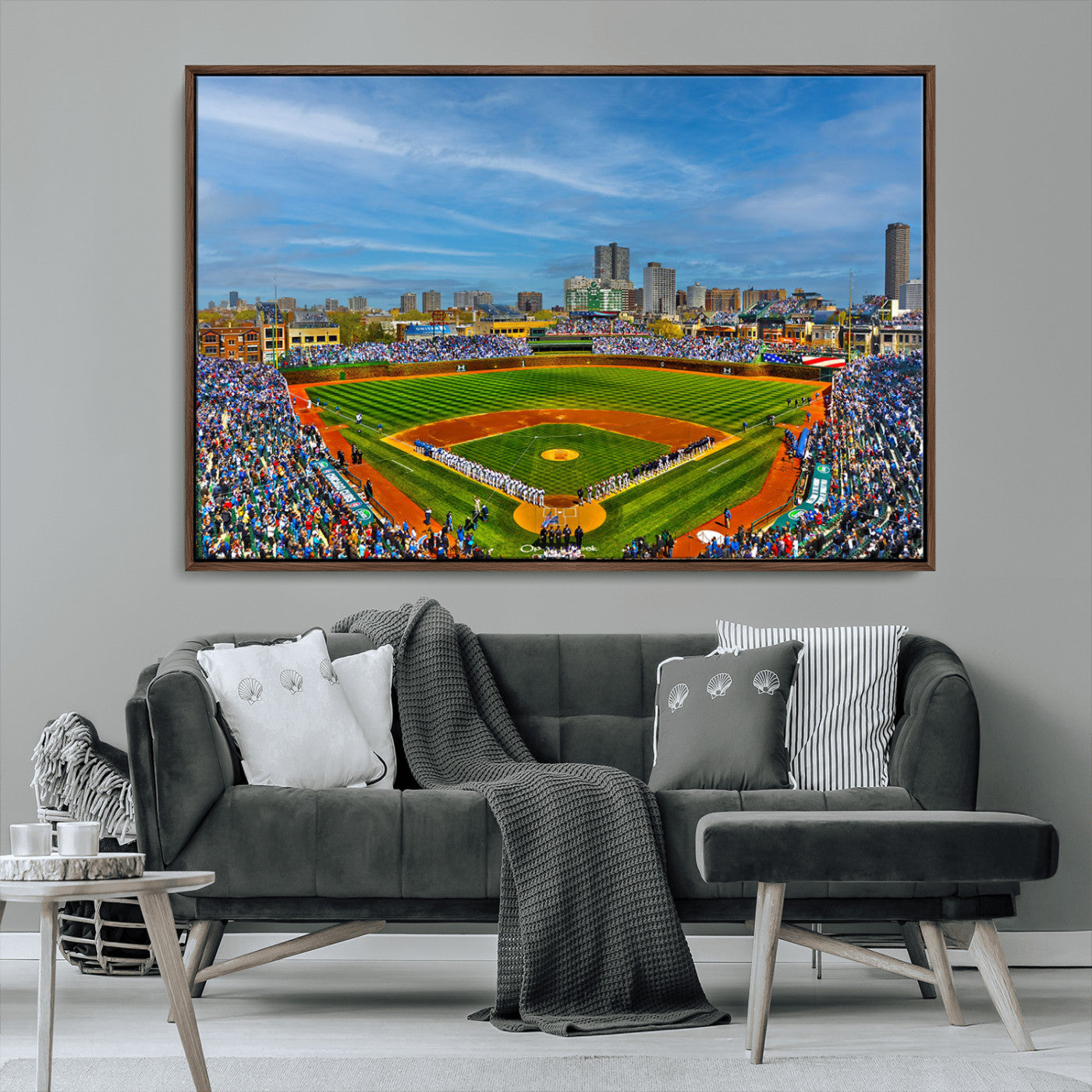 MGV-FC-36X24 - Wrigley Field Chicago Cubs Panoramic Multi Piece Canvas Wall Art - Iconic Baseball Stadium Canvas