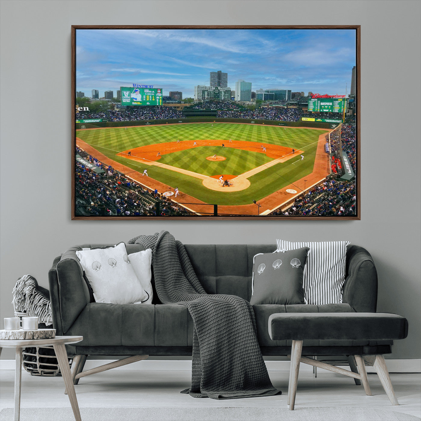 MGV-FC-36X24 - Wrigley Field Chicago Cubs Panoramic Multi Piece Canvas Wall Art - Iconic Baseball Stadium Print for